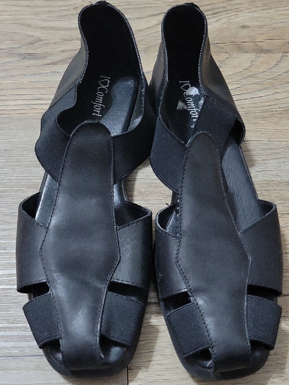 I♥Comfort Black Elastic Strap Women's Slingback Sandals